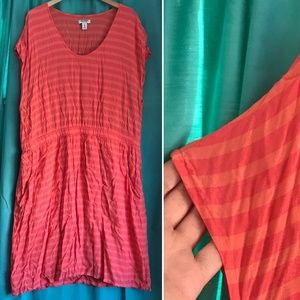 Old Navy Striped Neon Pink Orange Peach Dress XL